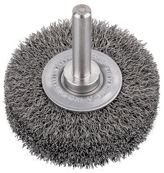 Round brush made of corrugated stainless steel wire, 0.20mm diameter, 50mm shank