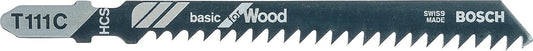 Lames de scie sauteuse BOSCH T111C, longueur 100 mm, lot de 5, pour coupes droites dans le bois