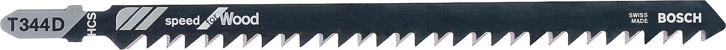 Lames de scie sauteuse BOSCH T344D, longueur 152 mm, lot de 3, pour des coupes droites et rapides dans le bois