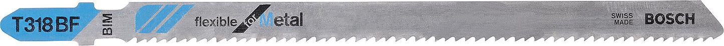 BOSCH T318BF jigsaw blades, 132mm length, pack of 3, for straight cuts in metal