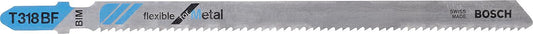 Lames de scie sauteuse BOSCH T318BF, longueur 132 mm, lot de 3, pour coupes droites dans le métal