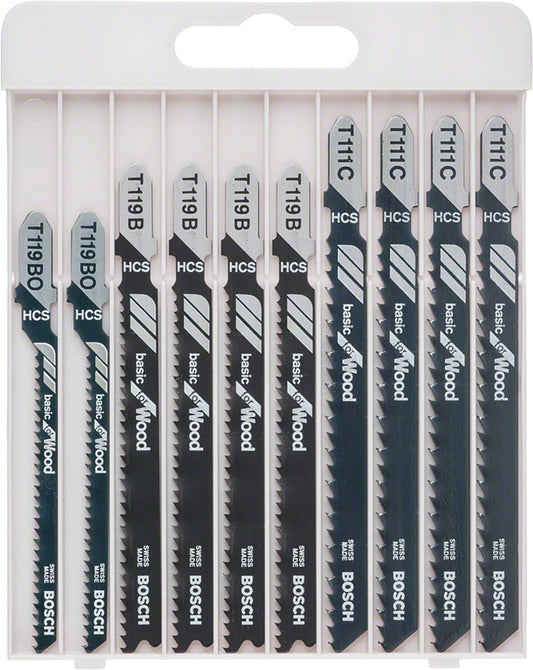 Jeu de 10 lames de scie sauteuse BOSCH® pour la découpe du bois