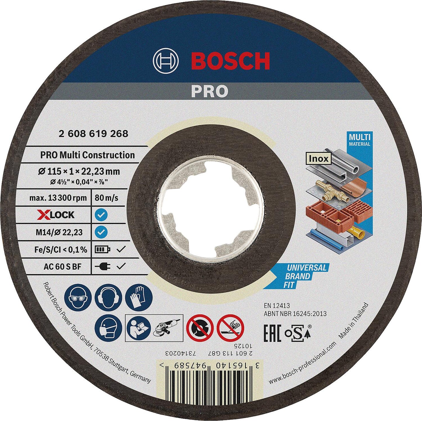 Disque à tronçonner BOSCH® pour divers matériaux avec fixation X-Lock Ø 115 x 1,0 mm