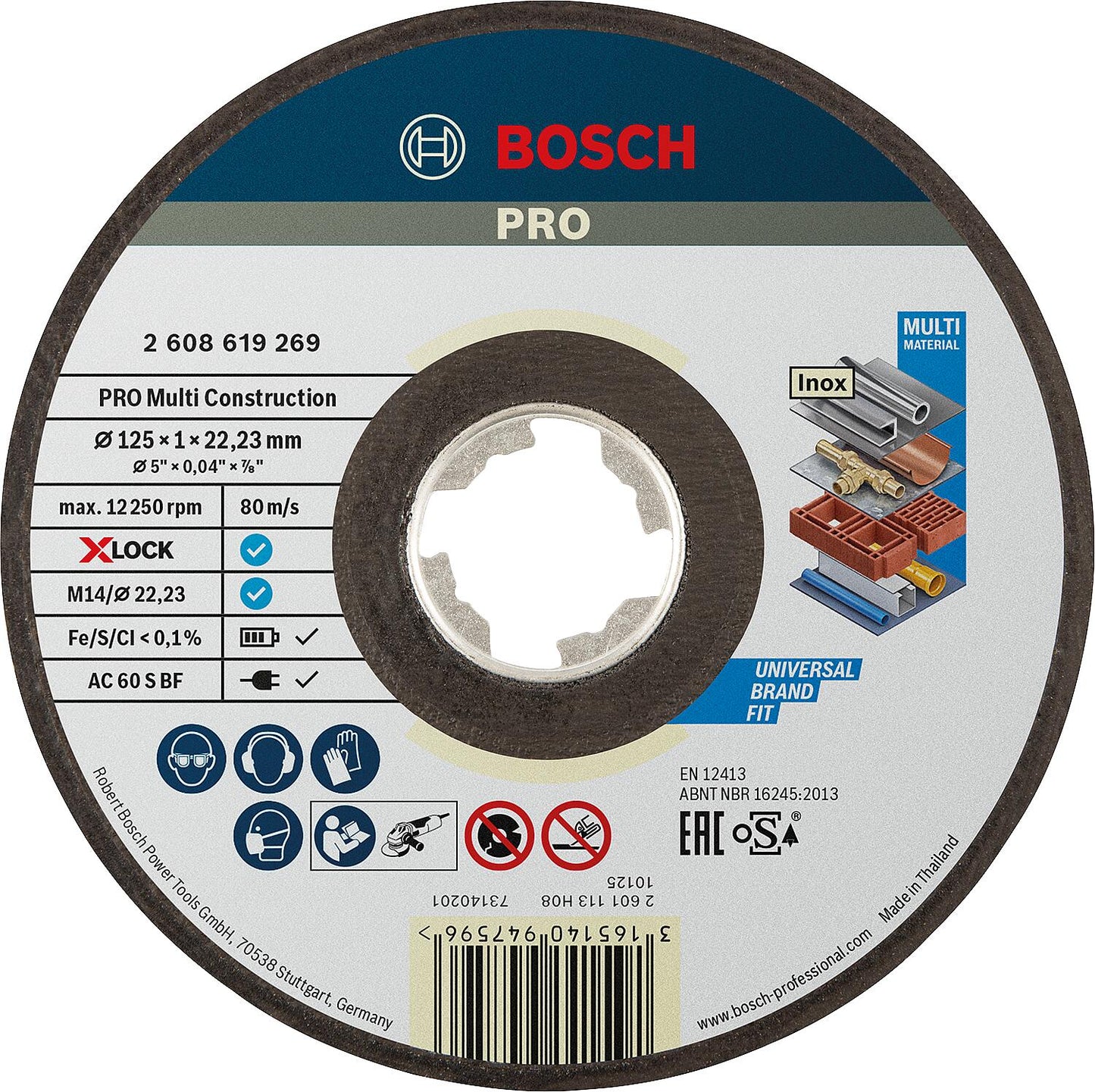 Disque à tronçonner BOSCH® pour divers matériaux avec fixation X-Lock Ø 115 x 1,0 mm