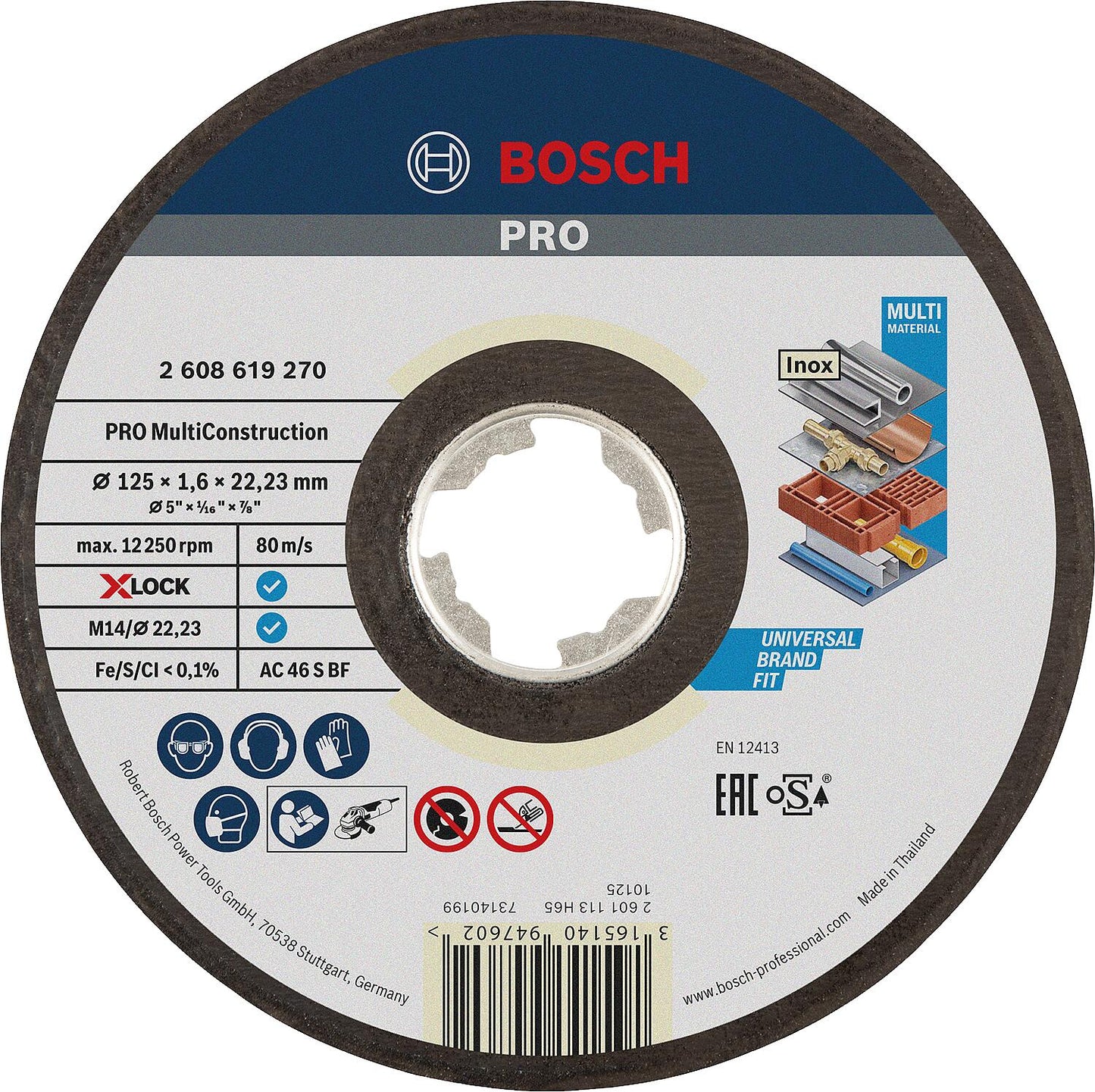 Disque à tronçonner BOSCH® pour divers matériaux avec fixation X-Lock Ø 115 x 1,0 mm