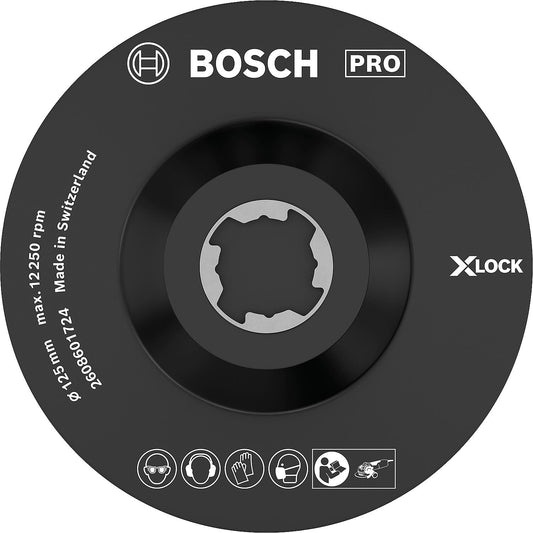 Plaque adhésive auto-agrippante BOSCH® avec ergot central et fixation X-Lock Ø 125 mm