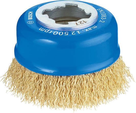 Topfbürste BOSCH® mit X - Lock Aufnahme Ø 75 mm 0,3 mm Messingdraht