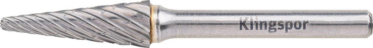 KLINGSPOR carbide end mill, round conical shape, special toothing, Ø 9.6 mm, L: 64 mm