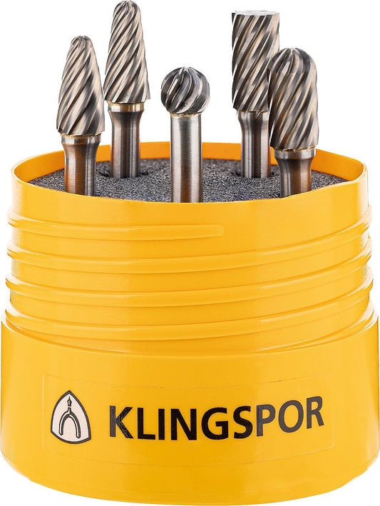 KLINGSPOR 5-piece carbide milling cutter set with special toothing