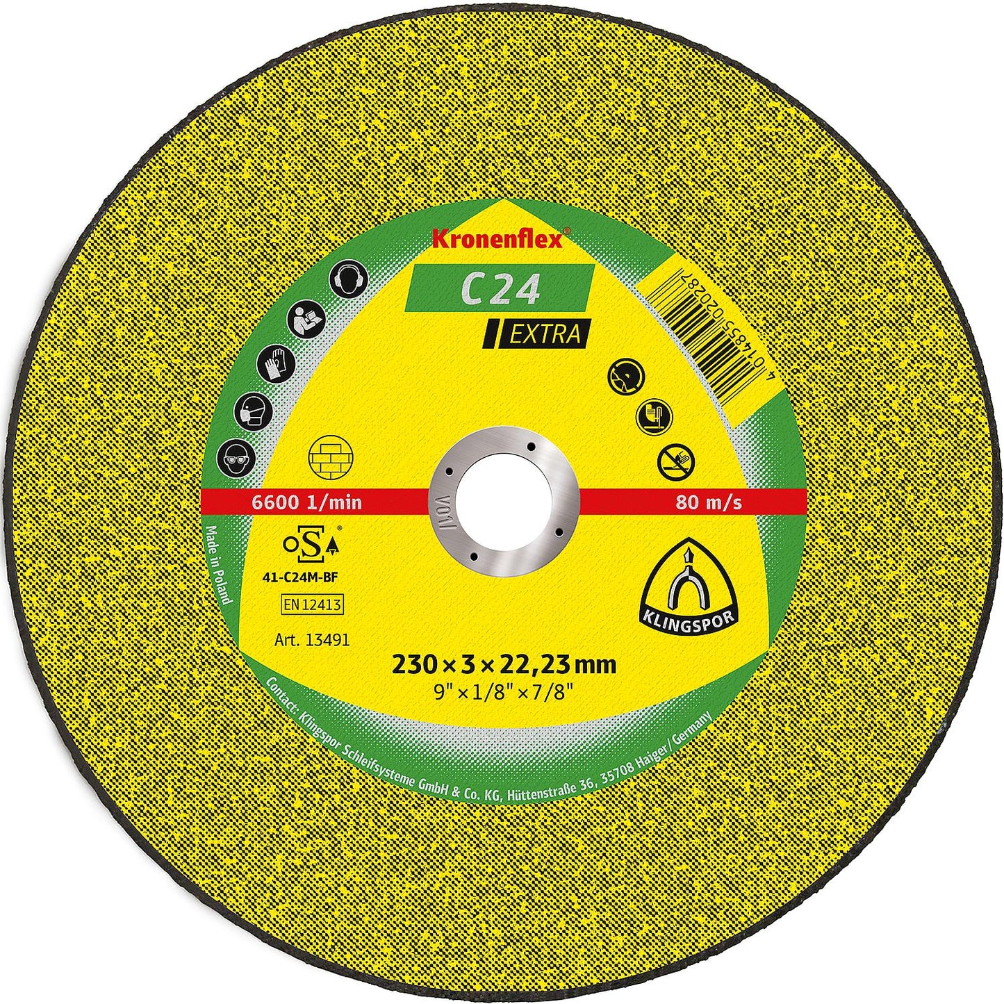 Cutting disc KLINGSPOR C 24 EXTRA 230 x 3.0 x 22.23 mm, straight