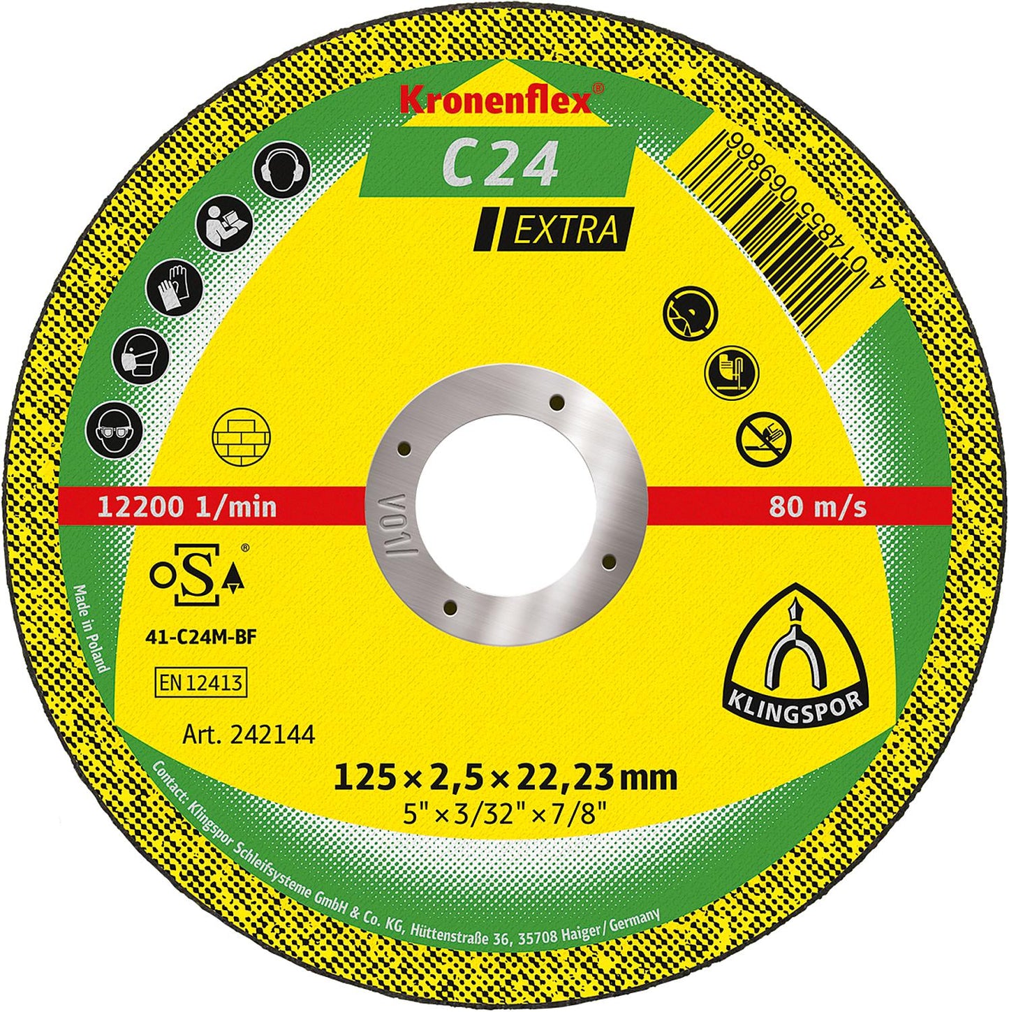 Cutting disc KLINGSPOR C 24 EXTRA 230 x 3.0 x 22.23 mm, straight