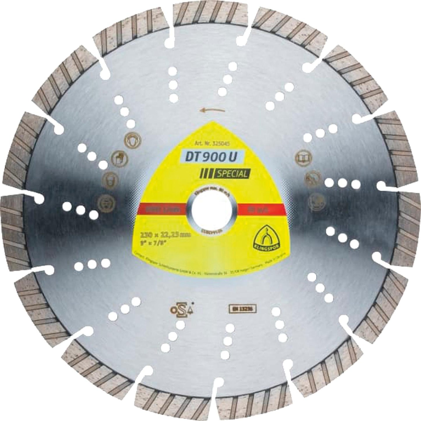 Diamond cutting disc KLINGSPOR 230x22.23mm Standard Turbo 15 segments
