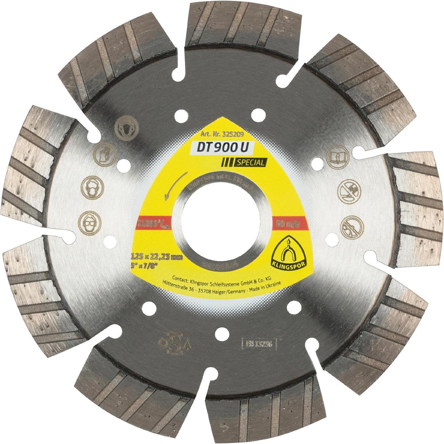 Diamond cutting disc KLINGSPOR 230x22.23mm Standard Turbo 15 segments