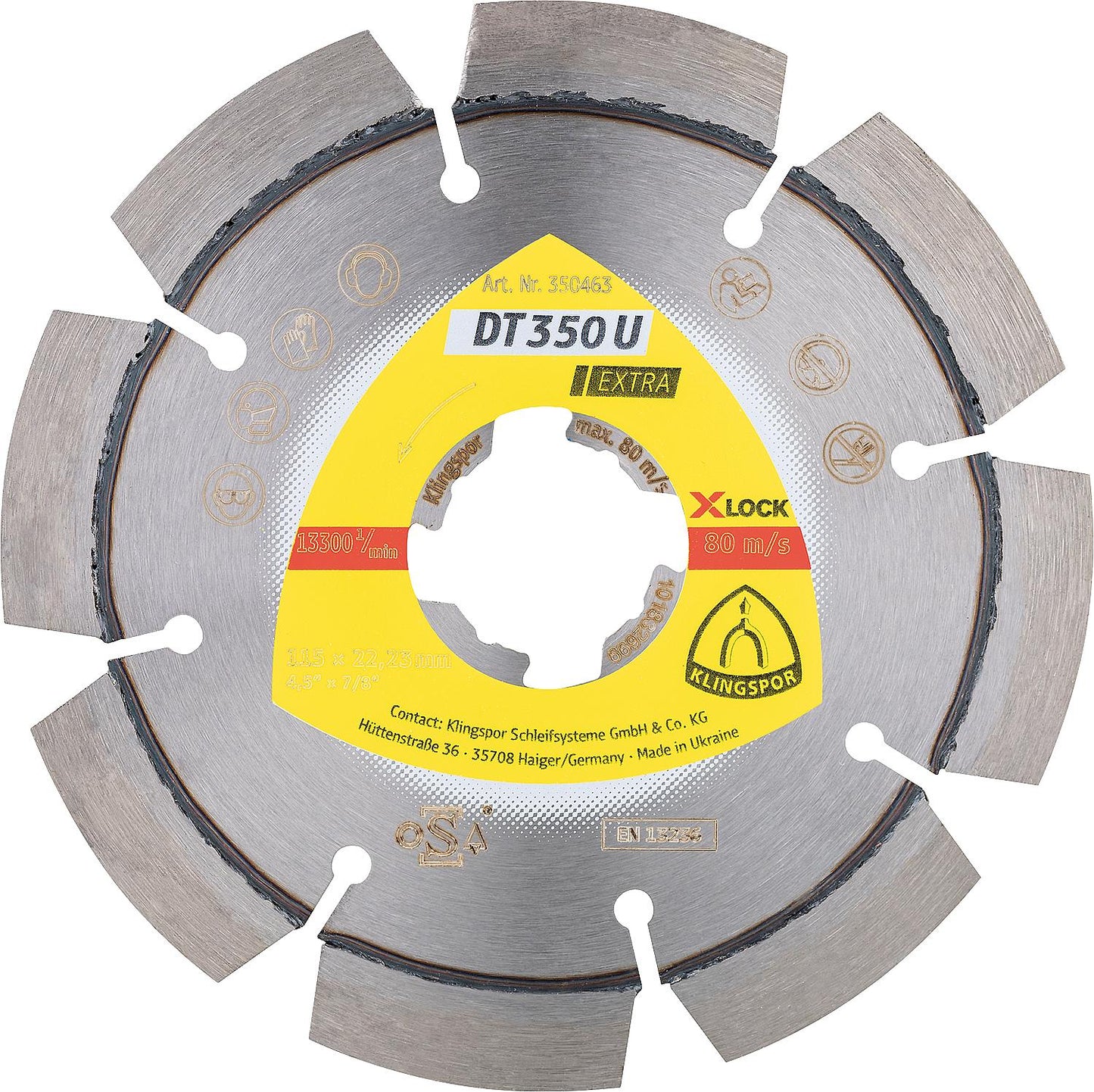 Disque de découpe diamanté X-LOCK DT 350 U EXTRA, pour béton, maçonnerie, tuiles, briques silico-calcaires, pierre naturelle, briques de clinker, chape