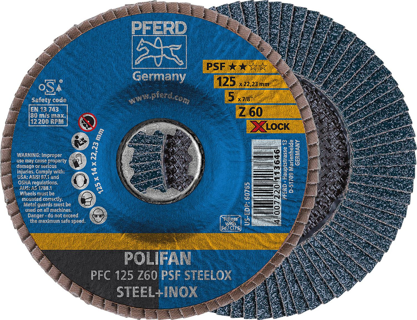Lamellenschleifteller Polifan Z PSF PFC, Ø 125 mm X-Lock, gekröpft