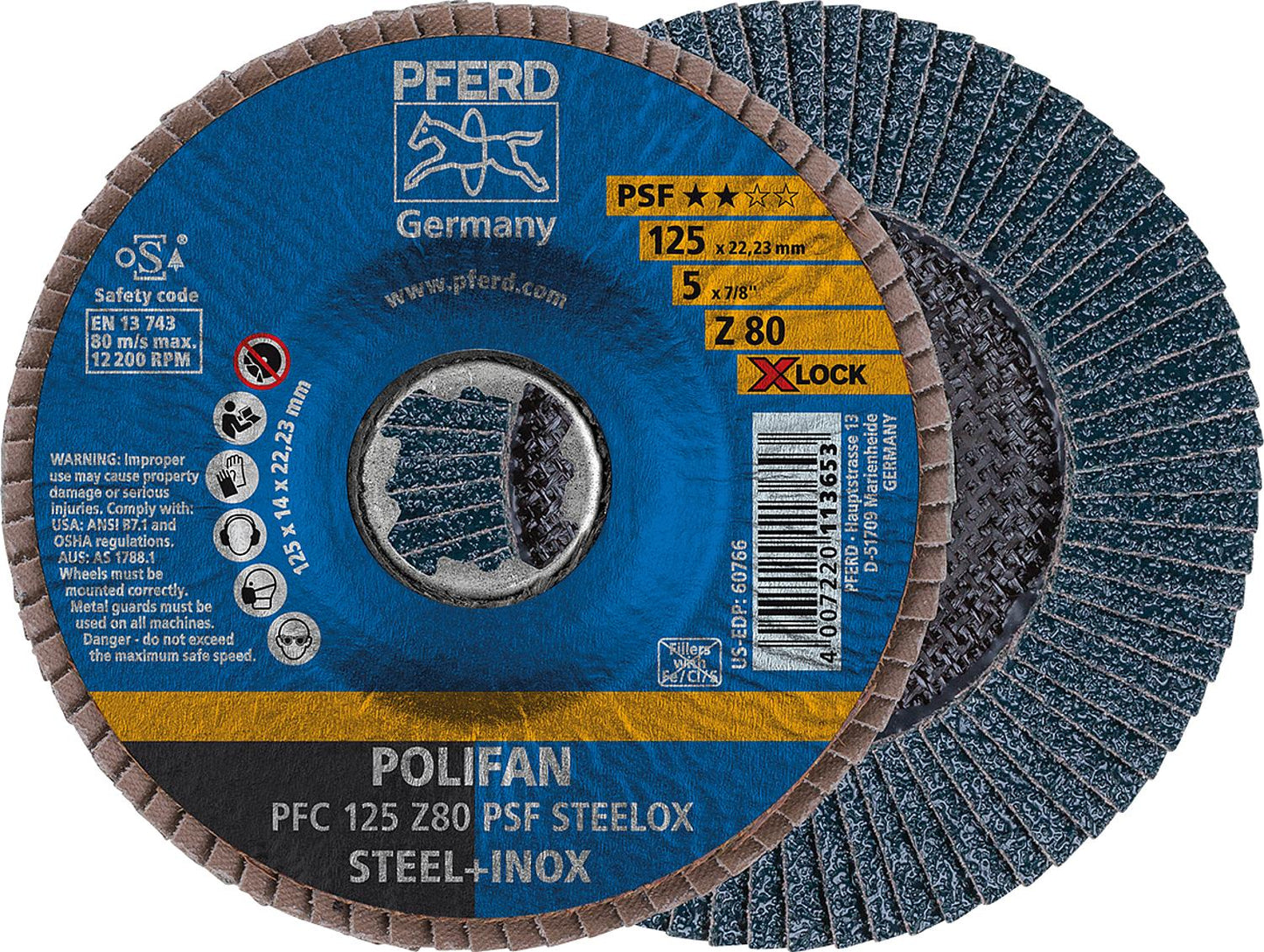 Lamellenschleifteller Polifan Z PSF PFC, Ø 125 mm X-Lock, gekröpft