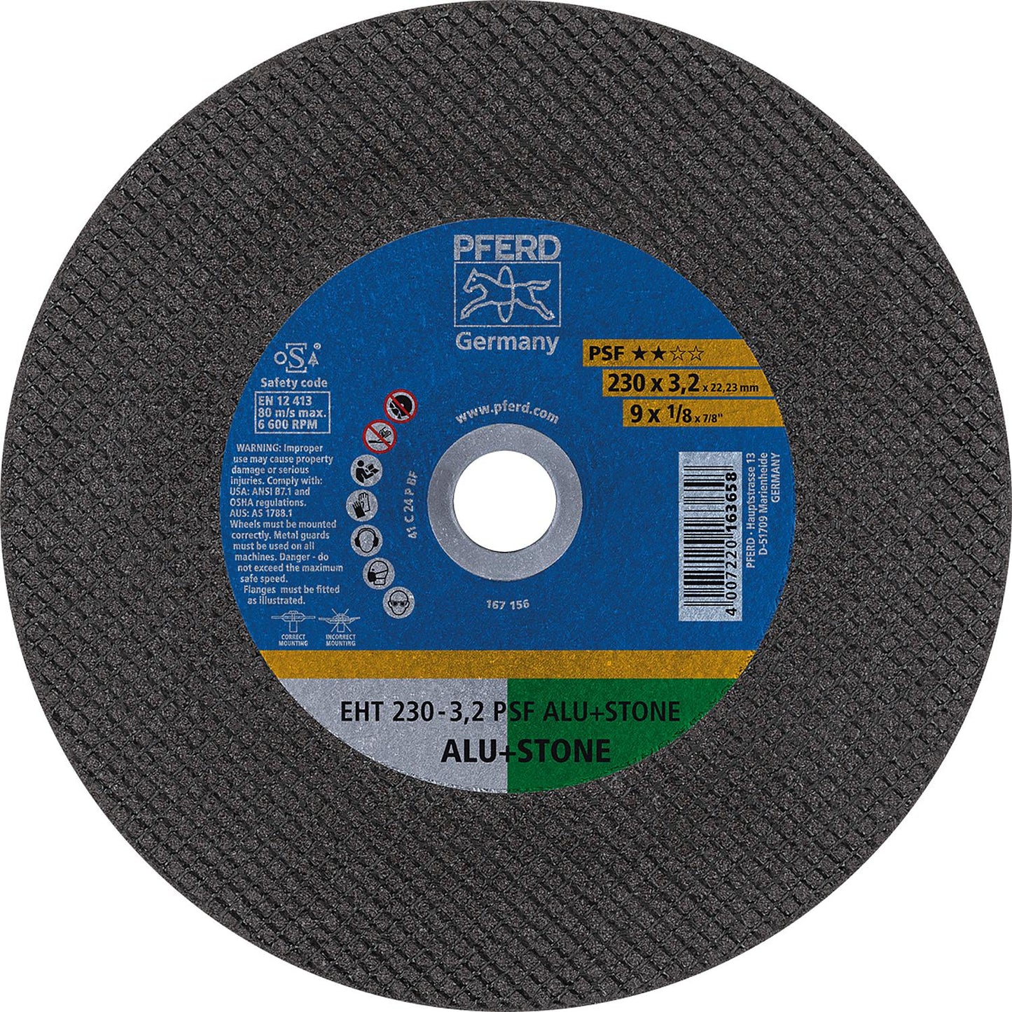 Cutting disc PFERD Ø 125 x 1.0 x 22.23mm, straight, for aluminum, stone, concrete, tiles