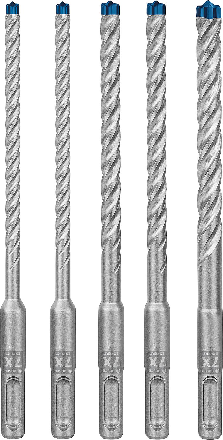 Coffret de 5 forets à percussion BOSCH Expert 7X, 4 fraises Ø6, 6, 8, 8, 10 mm, longueur 165 mm