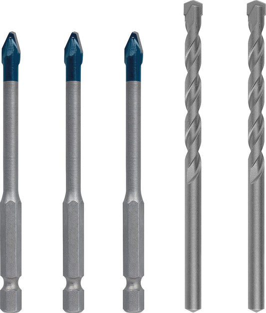 Fliesenbohrer-Set BOSCH 5-teilig HardCeramic Ø 3x6 mm Fliesenbohrer und 2x 6 mm Betonbohrer
mit 1/4" Sechskantaufnahme