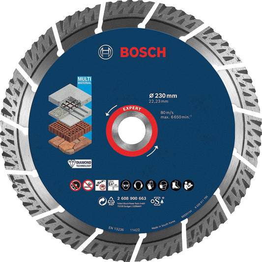Disque de découpe diamant EXPERT pour béton, béton armé, béton cellulaire, maçonnerie, tuiles, découpe à sec