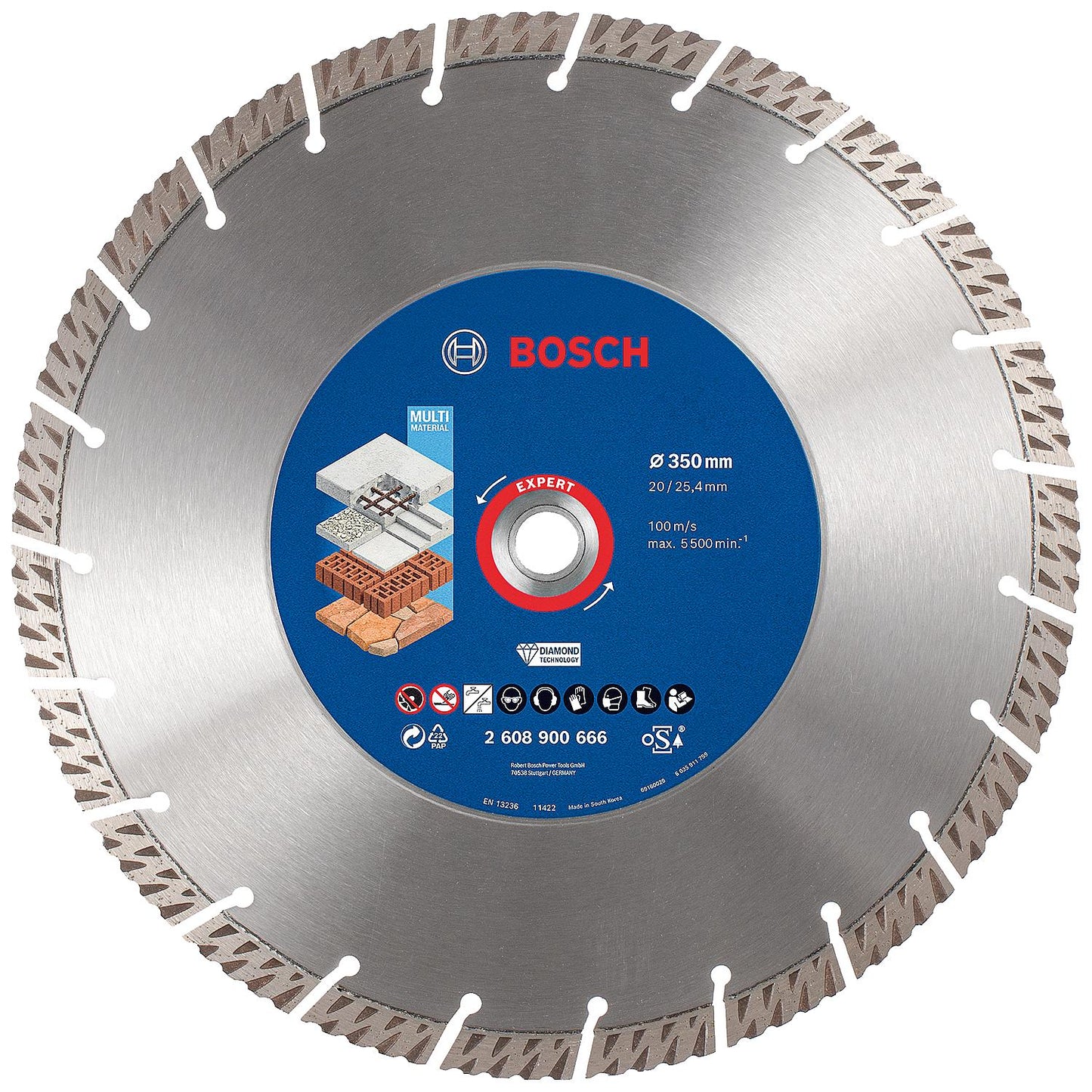 Disque de découpe diamant EXPERT pour béton, béton armé, béton cellulaire, maçonnerie, tuiles, découpe à sec