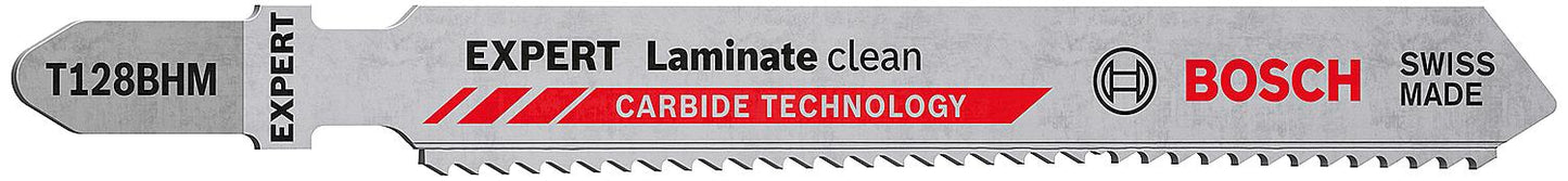 BOSCH® EXPERT T128BHM jigsaw blades, 92 mm length, for laminate flooring, pack of 3