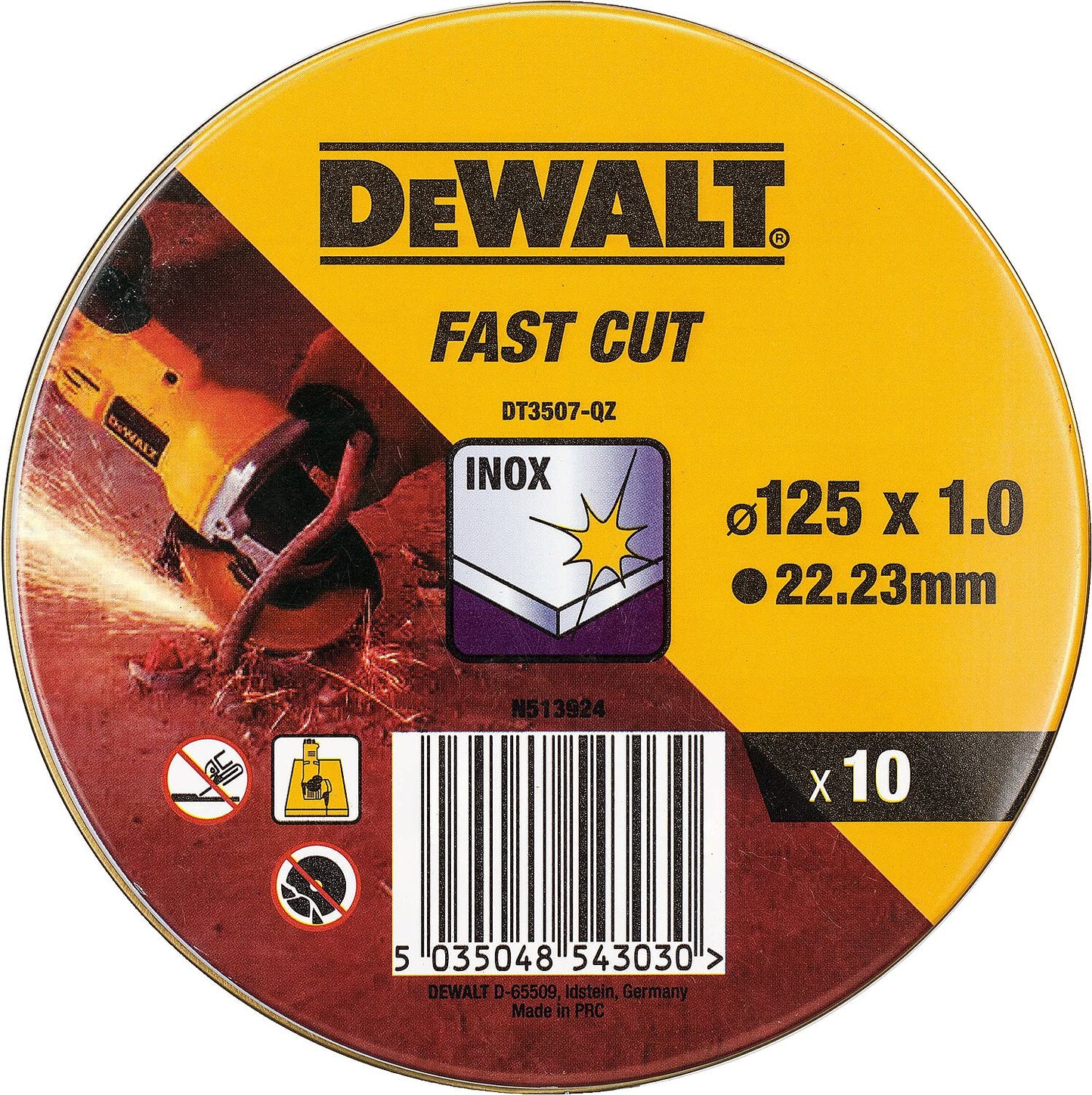 Disque à tronçonner DeWALT DT3507-QZ 125 x 1 x 22,23 mm, lot de 10