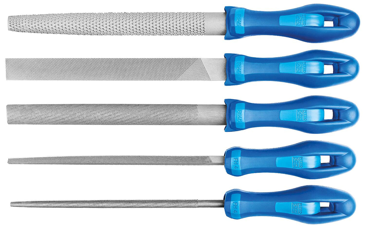 Horse file and rasp set, 5-piece, 200 mm, in roll-up bag