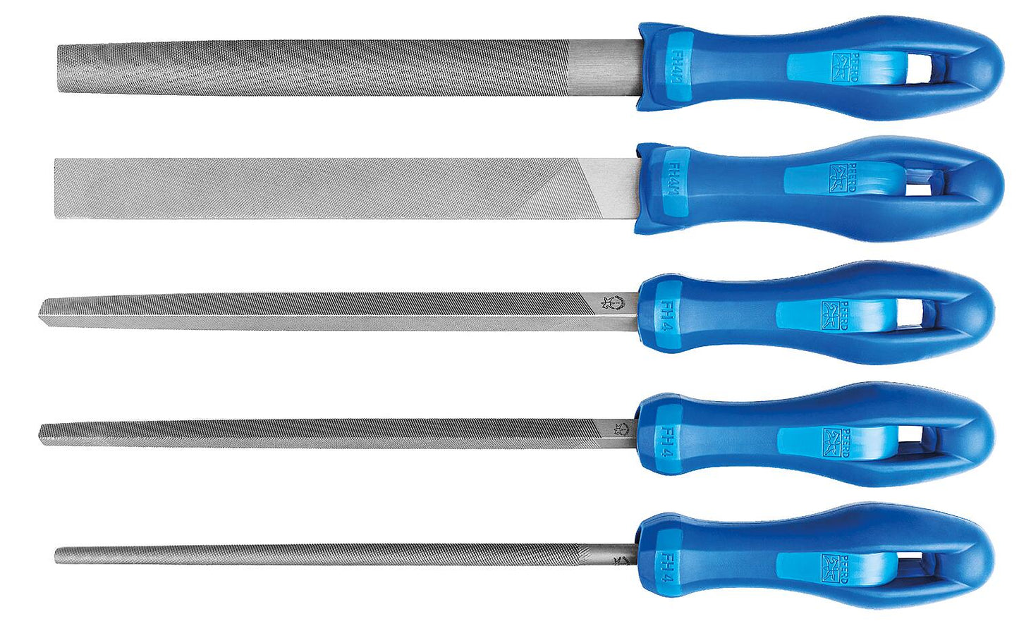 Horse file set, 5-piece, 200mm, H2, in roll-up case