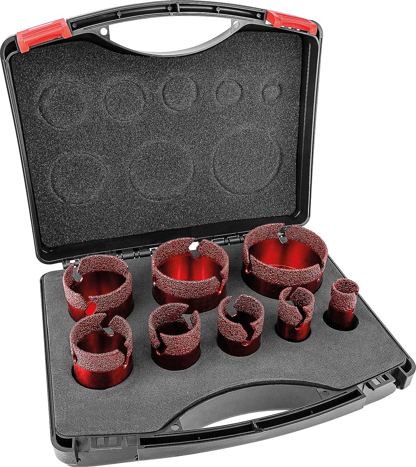 Fliesenbohrkronenset Soldia 8-teilig, 20,25,32,35,40,50,60,68 mm, Aufnahme M14, trocken