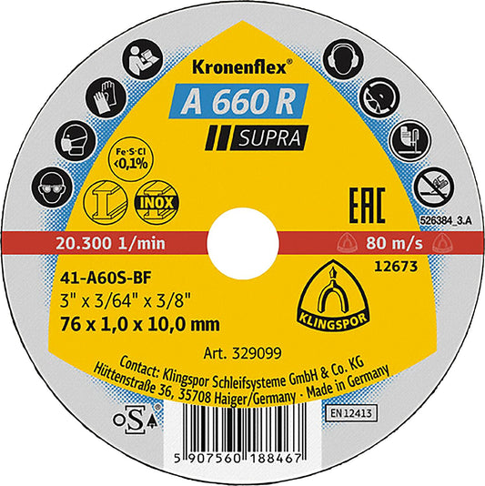 Trennscheibe A 660 R SUPRA, gerade für Edelstahl, Stahl