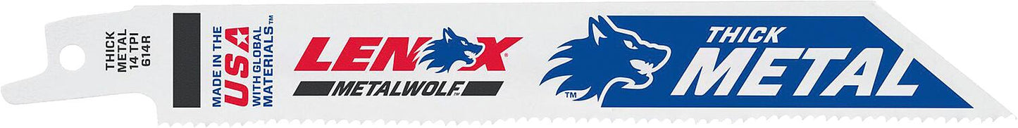 Lenox METALWOLF™ WAVE EDGE™ reciprocating saw blades, 152 mm length, 14 TPI, pack of 5