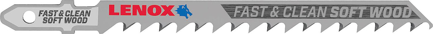 Lenox SOFT WOOD™ jigsaw blades, length 101.6 mm, 6 TPI, pack of 5