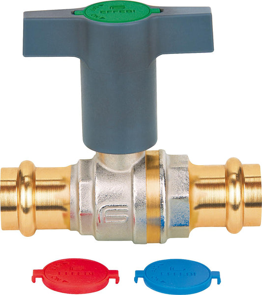 Trinkwasserkugelhahn Presstige 54mm,Messing,mit verlängertem Griff,Kunststoff,DVGW