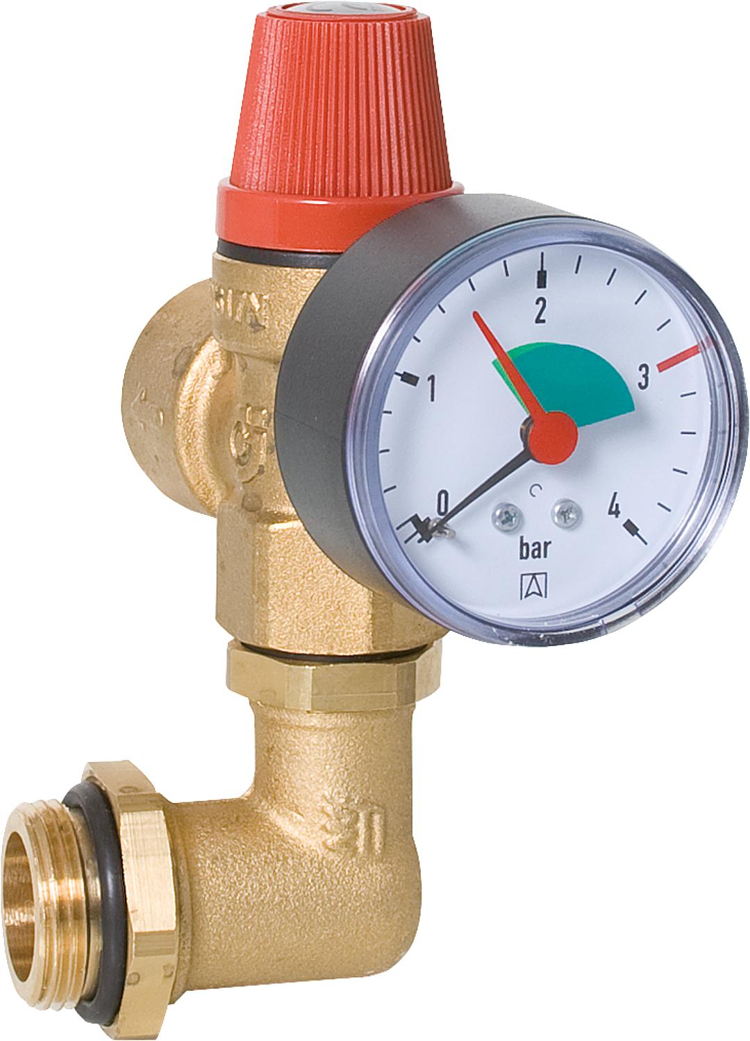 Safety set for mounting on distributors 3 bar up to 50kW, pressure gauge 0-4 bar