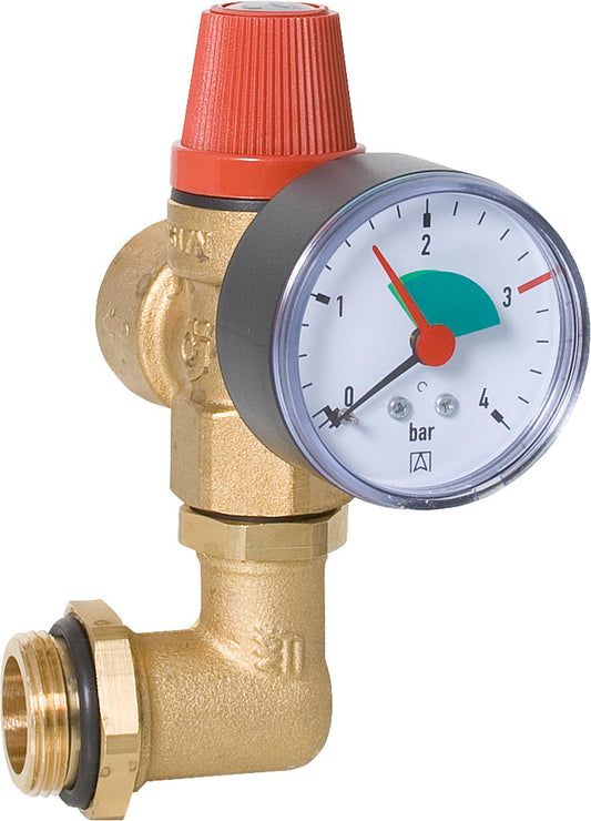 Safety set for mounting on distributors 3 bar up to 50kW, pressure gauge 0-4 bar