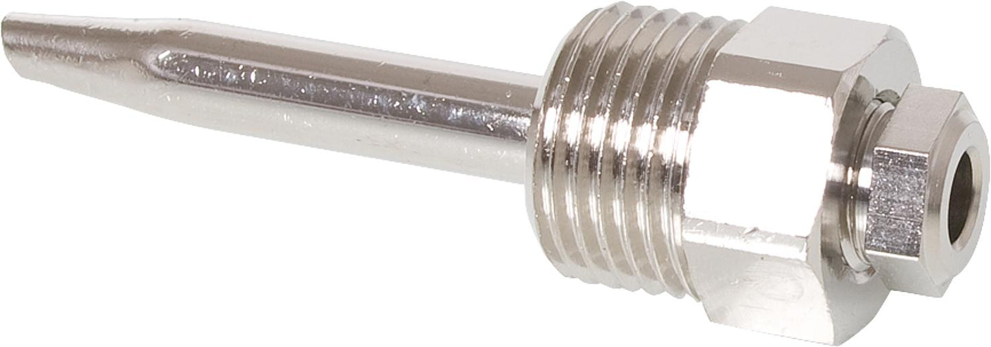 Chrome-plated brass immersion sleeve for flow temperature sensor/boiler sensor, 1/2" male thread connection