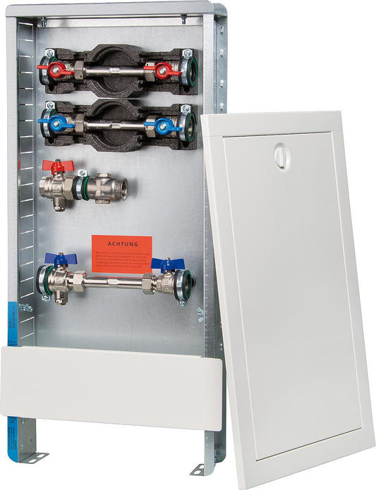 Strawa horizontal heat meter connection station, type AS12h W2-WMZ ST, white, floor-standing cabinet, dimensions 330x710mm