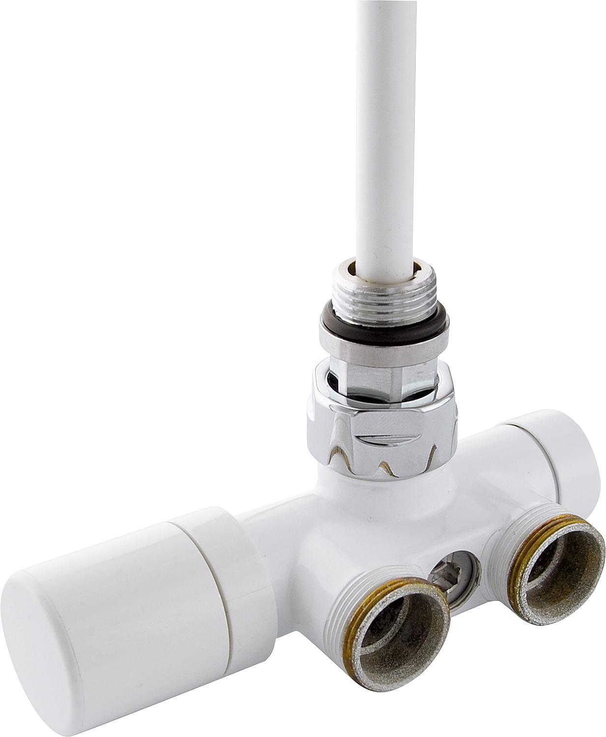 Thermostatic valve, single-point connection, DN 15 (1/2") x DN 20 (3/4"), EK two-pipe system, angle shape, nickel-plated.