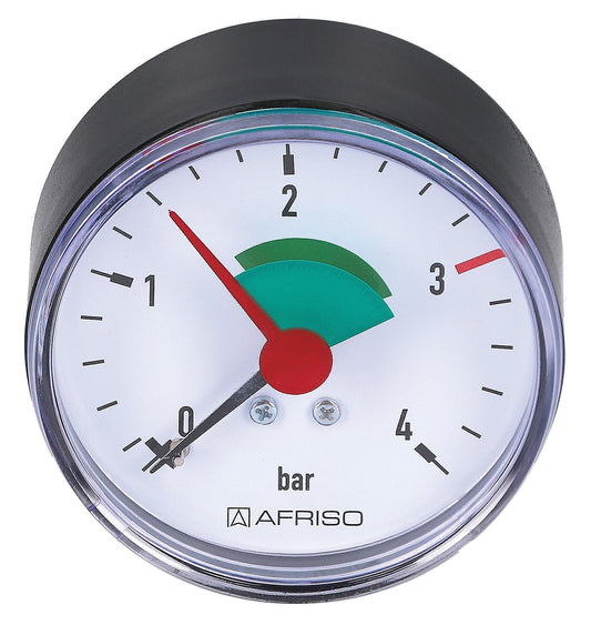 Heizungsmanometer axial 63 mm durch, 1/4" mit selbstdicht. Teflonring