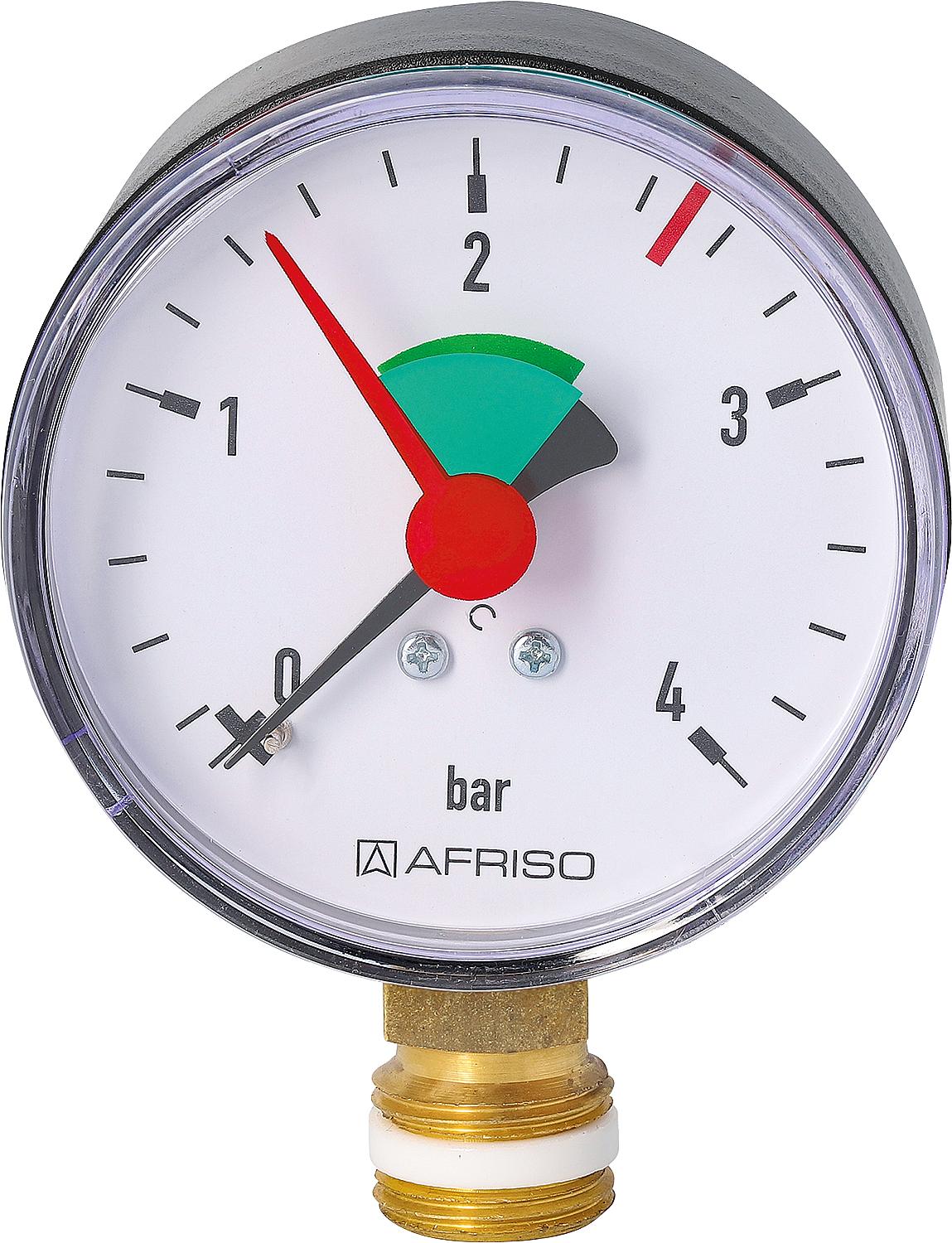 Manomètre de pression de chauffage radial 63 mm ø DN10 (3/8")