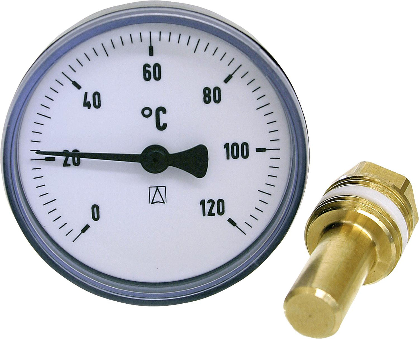 Bimetall-Zeigerthermometer 0-120 °C 63 mm durch., Kunststoffgehäuse