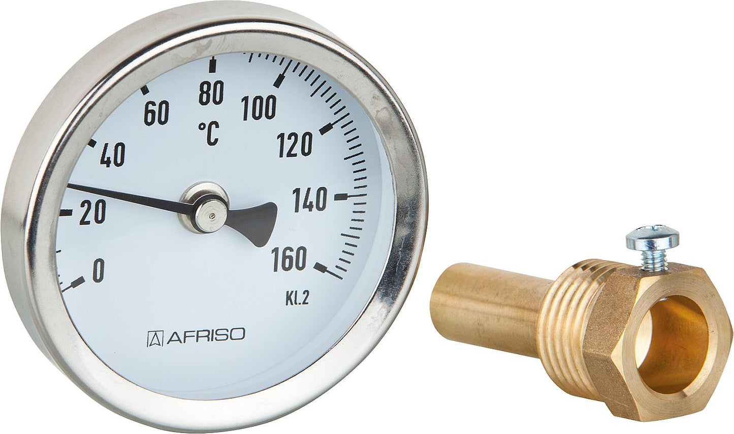 Bimetal thermometer Solar BiTh 63 0/160°C 45 mm 1/2" AX Kl. 2 black