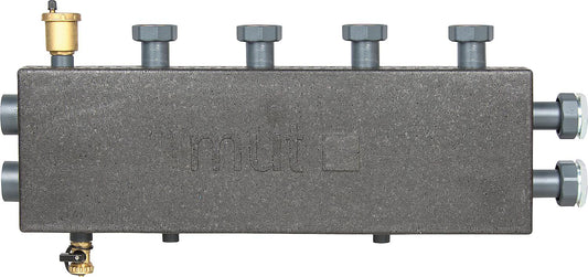 Combination manifold DN 25, 2+1 heating circuits with drain valve and air vent