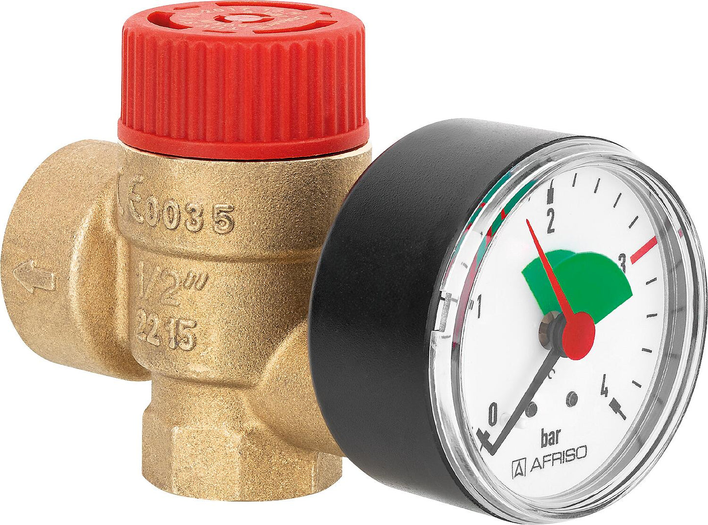 Sicherheitsventil Heizung mit Manometer
DN 15 (1/2") IG x DN 20 (3/4") IG