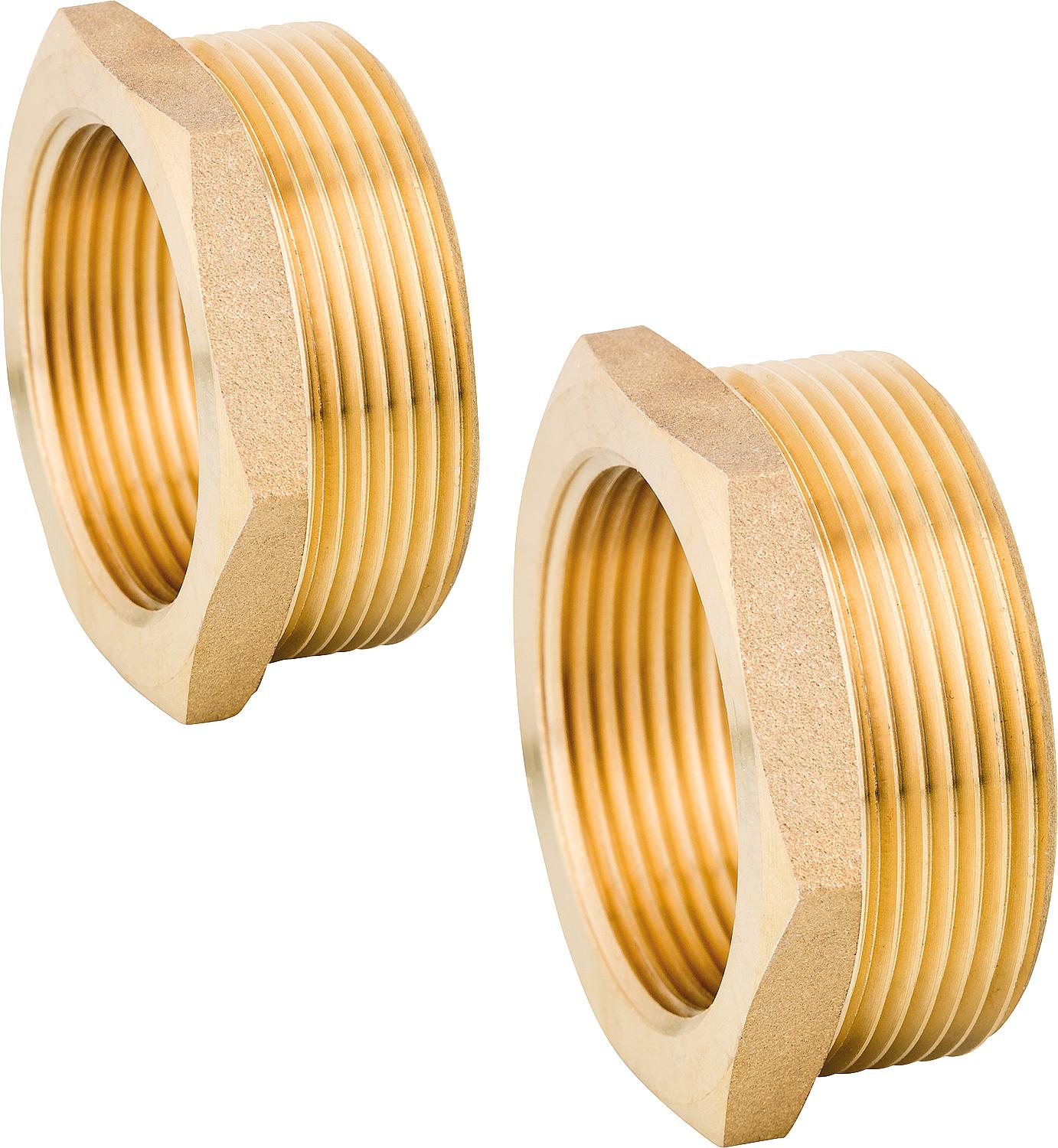 2 threaded connectors, flat sealing, 1 1/2" each, suitable for 2" manifold connection