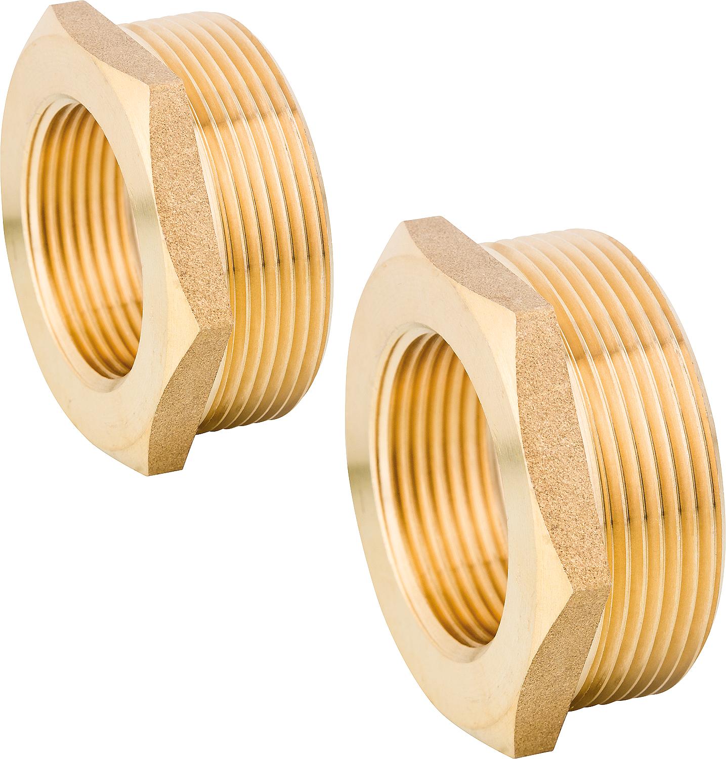 2 threaded connectors, flat sealing, 1 1/2" each, suitable for 2" manifold connection