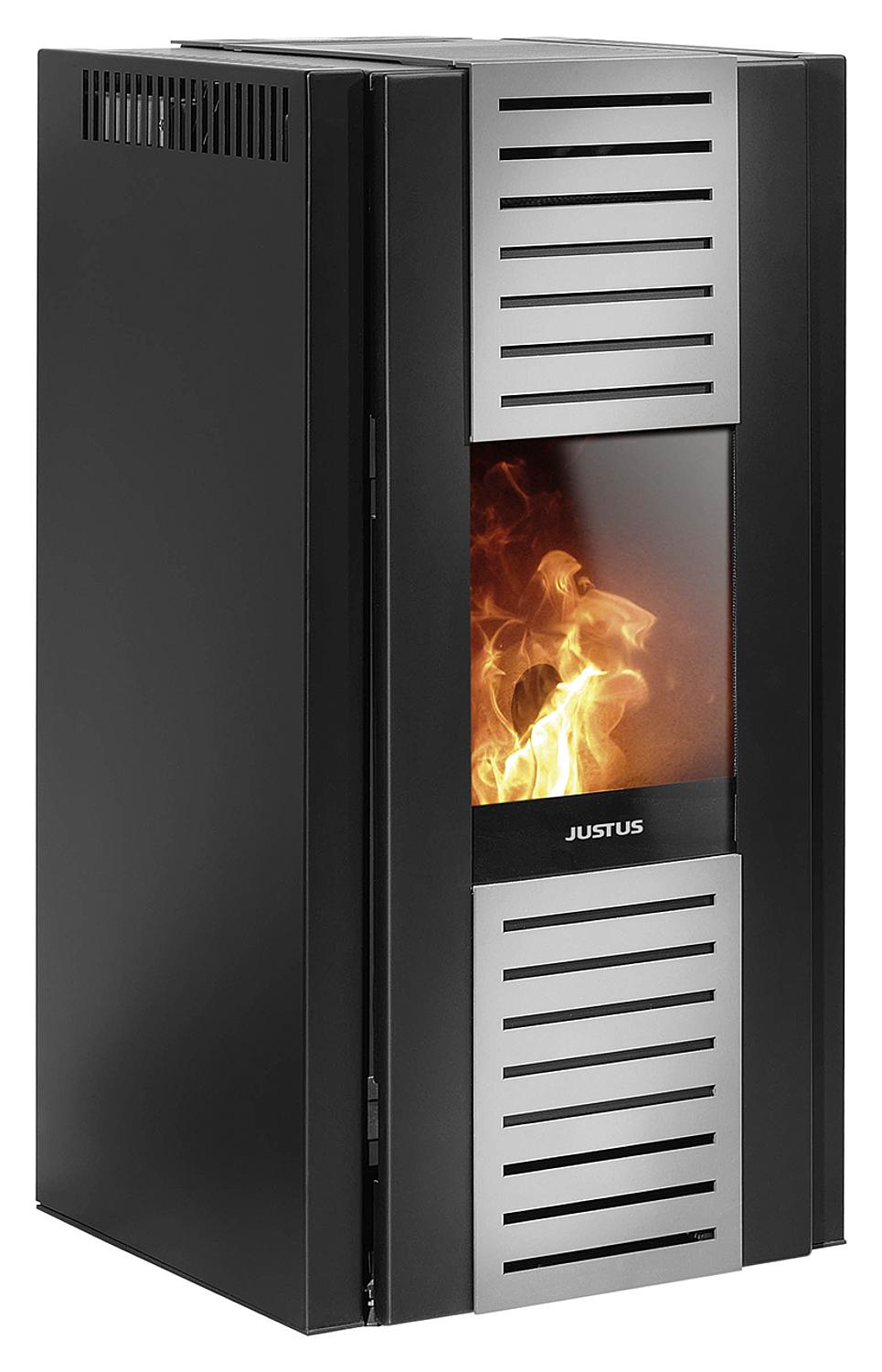 Justus Sirkos pellet stove, steel, black
