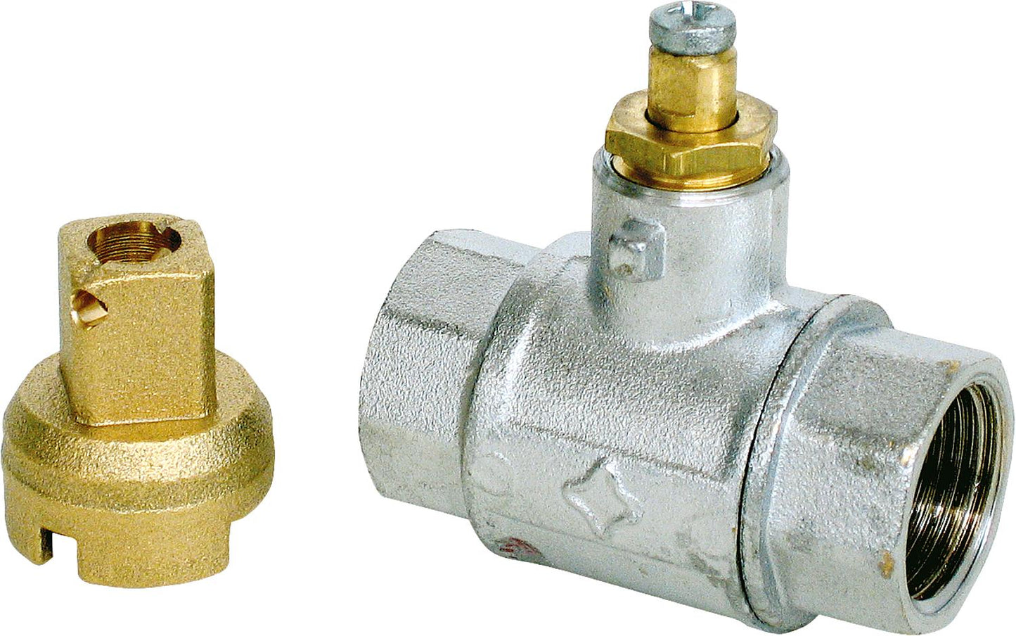 Ball valve PN25 type 329 1/2" female thread on both sides for square key