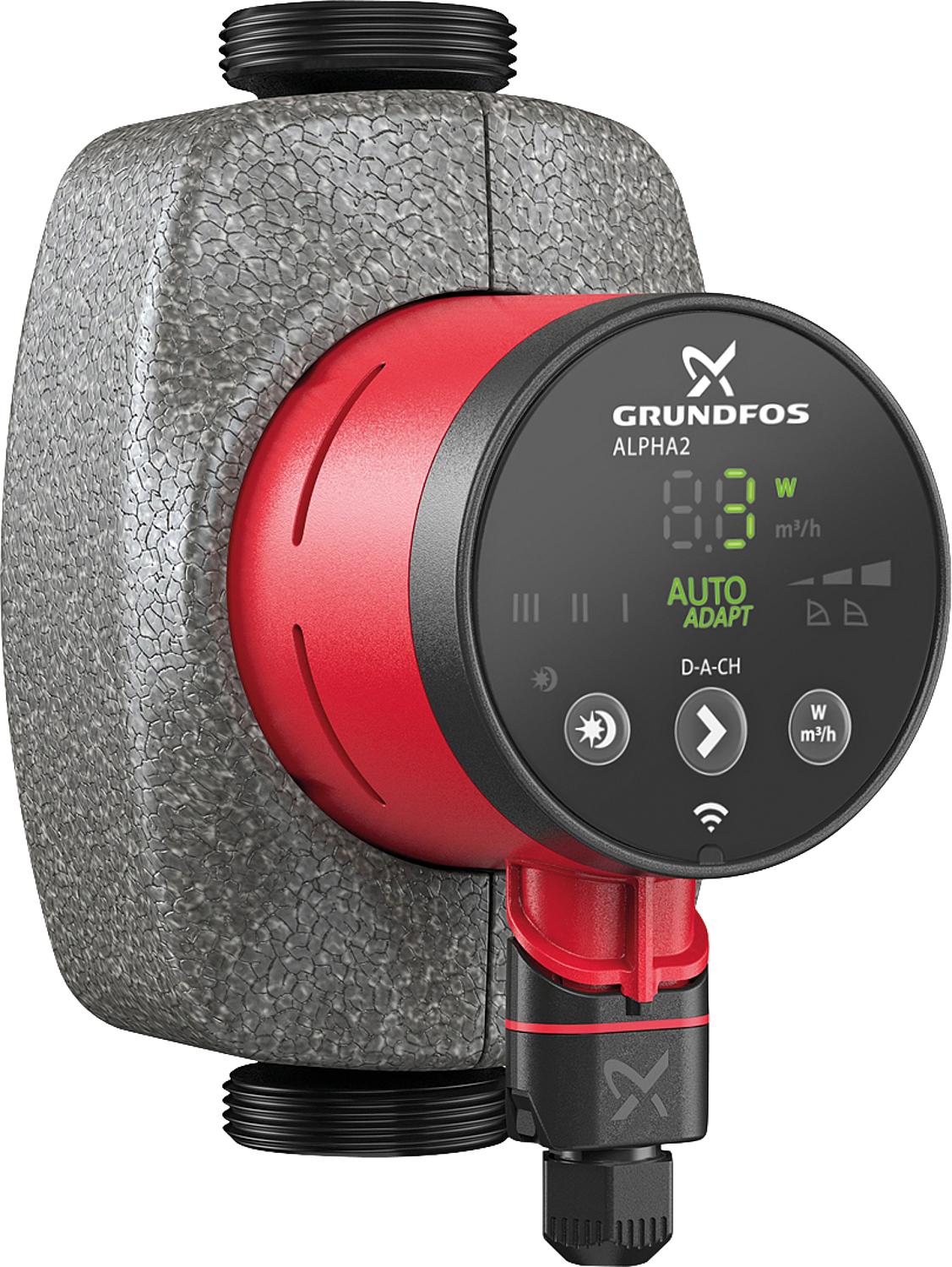 Grundfos Alpha 2 25-80N circulation pump, DN25(1"), PN10, 230V, installation length 130mm